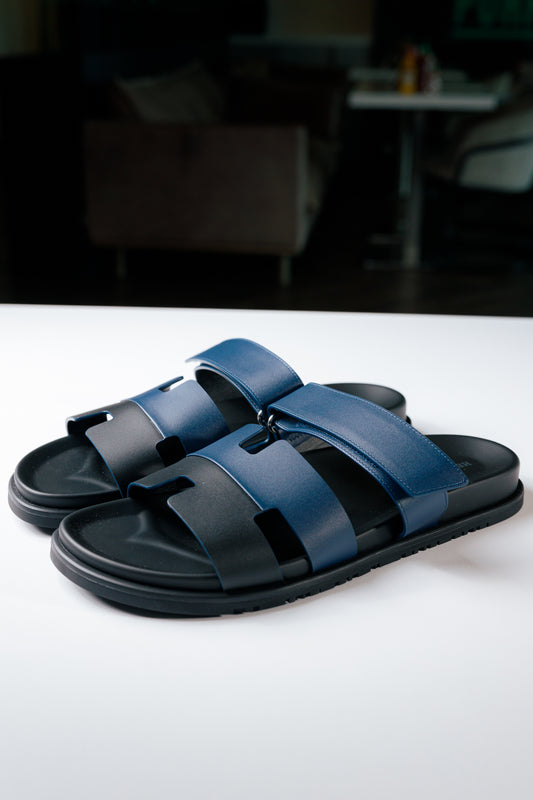 Hermes Sandals Blue Black